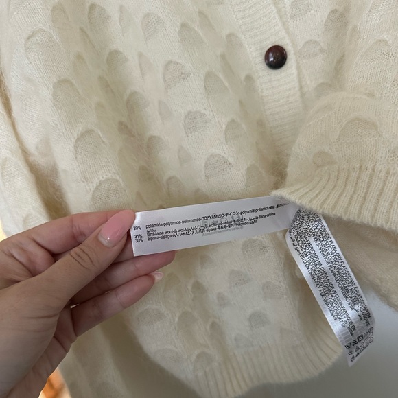 Zara Wool and Alpaca Blend Disc Knit Cardigan in Ecru - Picture 14 of 14